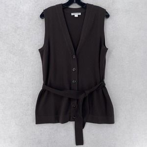 Pendleton Top Vest Womens Medium Brown Tie Merino Wool Button Preppy‎ Academia
